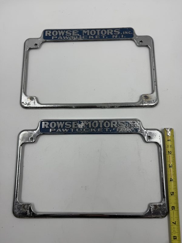 Rowse Motors Inc. Pawtucket, RI Vintage Metal License Plate Frames (2)
