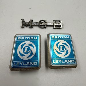 Original MGB Emblem Set - Trunk Badge and British Leyland Fender Emblems