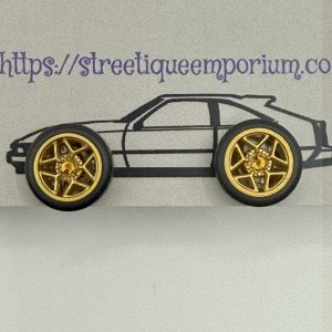 Diecast Wheel Stud Earrings (Gold Star Spoke w/ Gold Stone)
