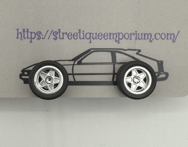 Diecast Wheel Stud Earrings (Silver 5 Spoke Clear Crystal Stone)