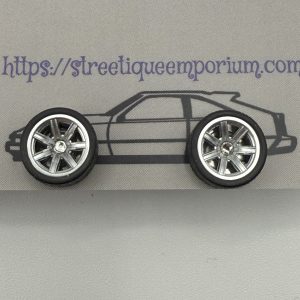 Diecast Wheel Stud Earrings (7 Spoke Silver Clear Crystal Stone)