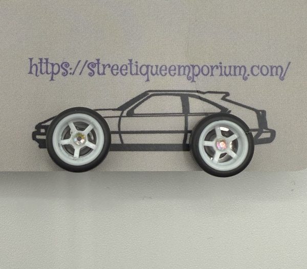 Diecast Wheel Stud Earrings (White 5 Spoke Crystal AB)