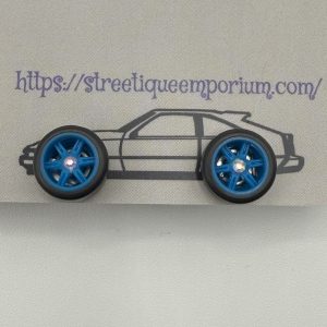Diecast Wheel Stud Earrings (Blue 6 Spoke Crystal AB)
