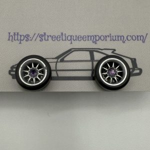 Diecast Wheel Stud Earrings (Silver 10 Spoke w/ Amethyst Purple Stone)