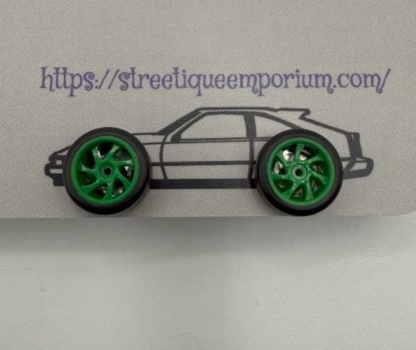 Diecast Wheel Stud Earrings (Green Twist)
